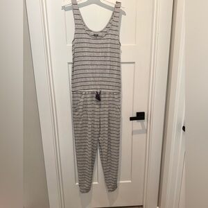 Aerie gray and blue striped women’s romper.